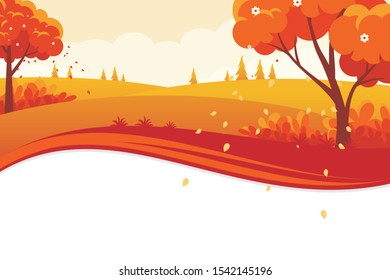 Autumn Landscape vector background with trendy, stylish and scenery design