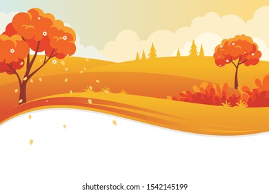 Autumn Landscape vector background with trendy, stylish and scenery design