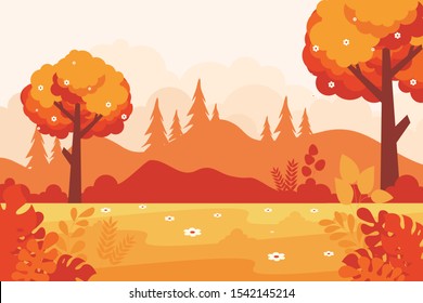 Autumn Landscape vector background with trendy, stylish and scenery design