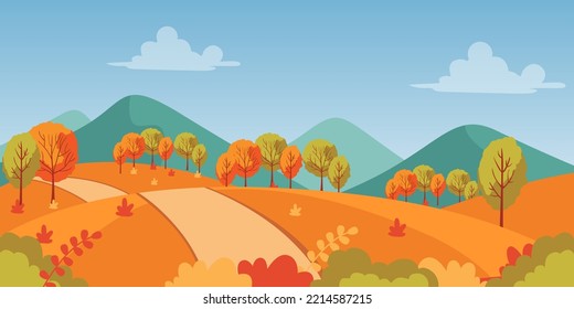 Herbstlandschaft-Vektorgrafik. Herbstkonzept-Hintergrund