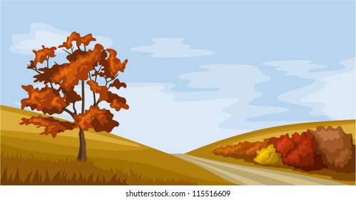 Autumn landscape. Vector illustration.