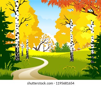 Autumn landscape. Vector Illustration.