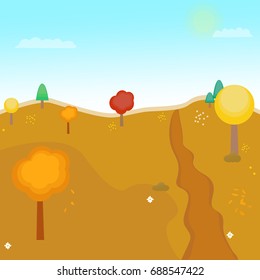 Autumn landscape vector illustration.