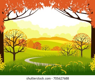 Autumn landscape. Vector Illustration.
