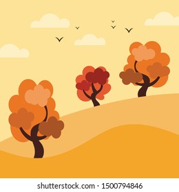 autumn landscape  vector illustration background