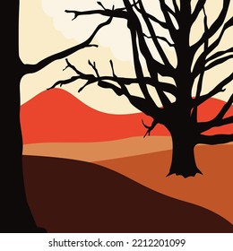 logotipo de la plantilla del vector de paisaje de otoño adecuado para el evento de otoño
