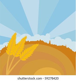 autumn landscape with wheat
