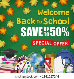 autumn leaf back to school sale with student items