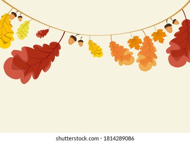 Autumn leaf background, leaves do not hang on the rail, leaf vector suitable for decoration