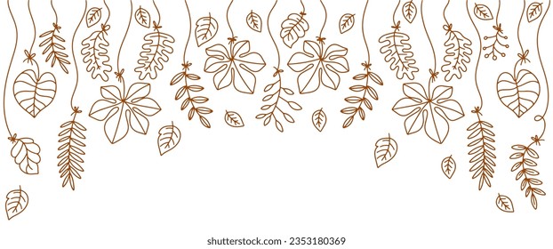 Autumn leaf background. Autumn leaf line art vector illustration