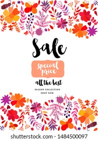 Autumn leaf banner with copy space. Autumn theme greeting card. Fall leaves. Perfect for wedding invitations, greeting cards, blogs, prints and more.