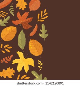Autumn Leaf autumn banner flat design on dark brown background