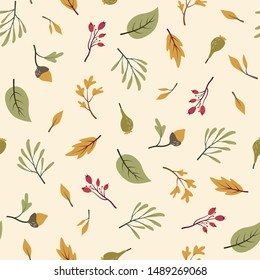 autumn leaf berry seed pattern