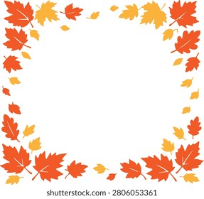 Autumn leaf border frame silhouette vector icon, seasonal fall decorative EPS clipart.