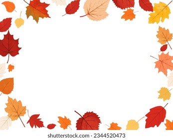 Autumn leaf border.Autumn leaves border frame.Leaf fall.Autumn flying leaves..Autumn leaves seamless border.Horizontal border with colorful leaves.