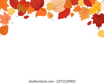 Autumn leaf border.Autumn leaves border frame.Leaf fall.Autumn flying leaves..Autumn leaves seamless border.Horizontal border with colorful leaves.