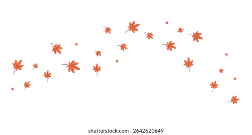 Autumn leaf border.Wave of falling leaves.Leaf fall.Autumn flying leaves.Watercolor leaves in the wind.