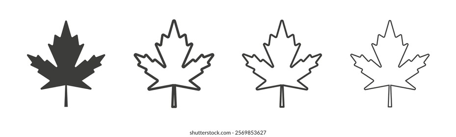 Autumn leaf canadian icon flat and linear vector illustration on white background.