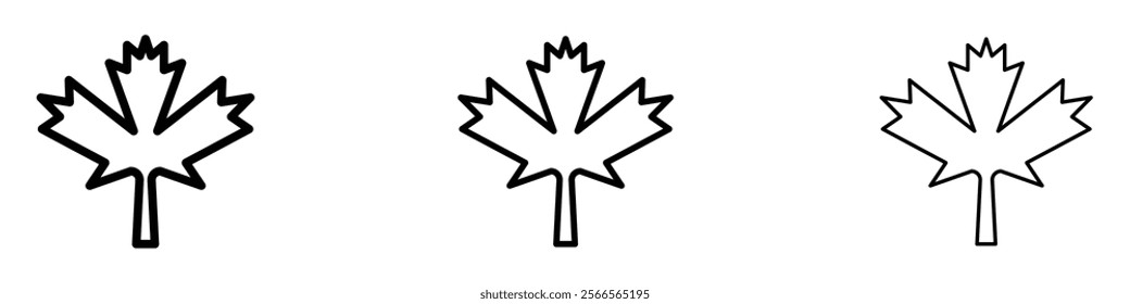 Autumn leaf canadian icon in tree different line stroke sizes.