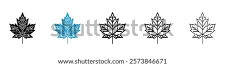 Autumn leaf canadian icons in filled and 3 stroke weights