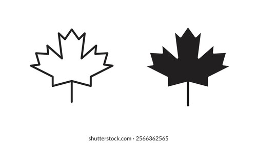Autumn leaf canadian icons in line stroke and flat versions