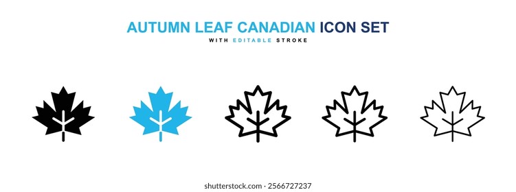 Autumn leaf canadian icons vector collection pack.