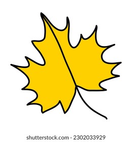 Hoja de otoño. Caricatura de estilo plano. Ilustración vectorial aislada en fondo blanco.