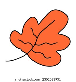 Hoja de otoño. Caricatura de estilo plano. Ilustración vectorial aislada en fondo blanco.