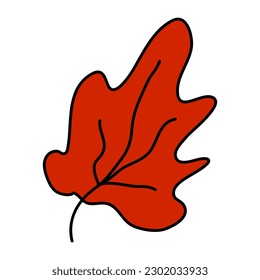 Hoja de otoño. Caricatura de estilo plano. Ilustración vectorial aislada en fondo blanco.