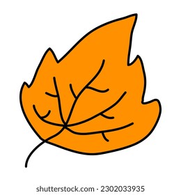 Hoja de otoño. Caricatura de estilo plano. Ilustración vectorial aislada en fondo blanco.