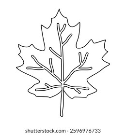 Autumn leaf coloring pages for kids. Trace and color autumn leaf. Maple leaf coloring page. Kindergarten and preschool worksheets printable for kids. Bright Autumn Leaf. Maple leaves clipart, icon.