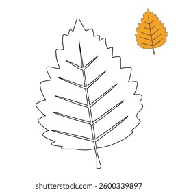 Autumn leaf coloring pages for kids. Trace and color autumn leaf. Maple leaf coloring page. Kindergarten and preschool worksheets printable for kids. Bright Autumn Leaf. Maple leaves clipart, icon.