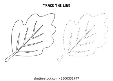 Autumn leaf coloring pages for kids. Trace and color autumn leaf. Maple leaf coloring page. Kindergarten and preschool worksheets printable for kids. Bright Autumn Leaf. Maple leaves clipart, icon.