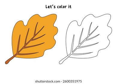 Autumn leaf coloring pages for kids. Trace and color autumn leaf. Maple leaf coloring page. Kindergarten and preschool worksheets printable for kids. Bright Autumn Leaf. Maple leaves clipart, icon.