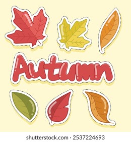 Hoja de otoño y pegatina de colores