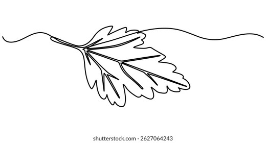 Autumn leaf continuous one line drawing, Autumn leaf continuous one, A single line drawing of an maple leaf. Continuous line thanksgiving icon. 