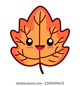 Herbstblatt süße Kawaii-Vektorgrafik