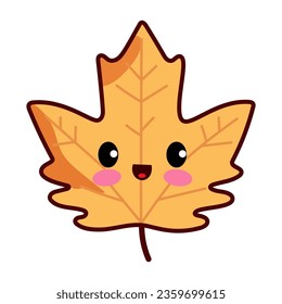 autumn leaf cute kawaii vector illustration