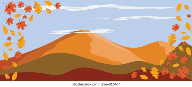 conjunto de paisajes de diseño de hojas de otoño y vector de banner 