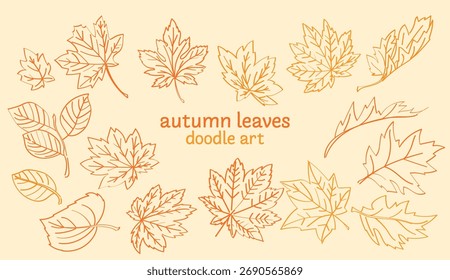 Herbstblatt Doodle Art Set für Dekoration