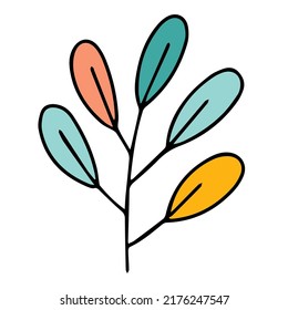 Hoja de otoño en estilo doodle. Hola, otoño. Ilustración aislada. Vector...