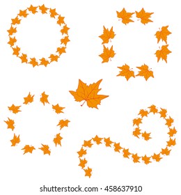 Autumn leaf. Doodle style. Set frames. Hand drawing. for your design.
