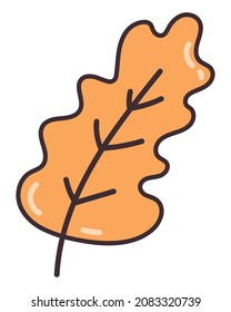 Autumn leaf Doodle Vector Illustration. Comic, Hand drawn.