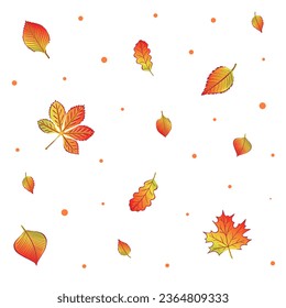 autumn leaf fall, falling leaves, forest with orange foliage. Vector Illustration for backgrounds and packaging. Image can be used for greeting card, poster and sticker. Isolated on white background.