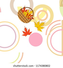 autumn leaf fall wicker basket with leaves