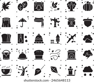Autumn leaf fill icon set design illustration stock