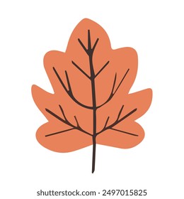 Hoja de otoño en estilo plano sobre fondo blanco, Ilustración vectorial.