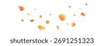 Autumn leaf flying wave background. October foliage frame. Thanksgiving day card. Fall maple composition. Oak leaves decor september poster. Orange plant. Harvest party invitation.Vector illustration.