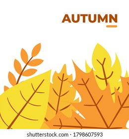 autumn leaf frame background with orange yellow colors. hello autumn banner sign. autumn season is comming. can be used for greeting card, invitation, banner, poster, website, blog, promotion.