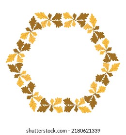 Autumn leaf frame. Beautiful Frame in oak leaves  on white background. Vector illustration